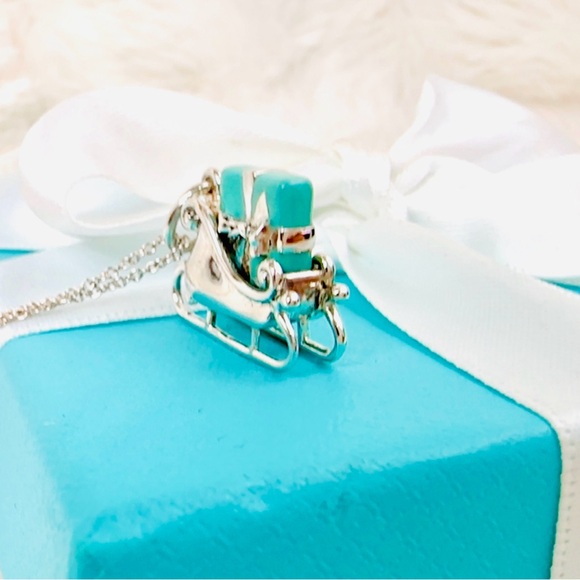 Tiffany & Co. Jewelry - Tiffany & co blue enamel silver sled charm necklace